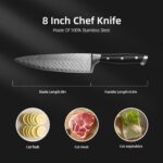 AOKEDA Chef Knife, Pro 8 Inch Kitchen Knife, German High Carbon Stainless Steel, Ergonomic Knife Handle, Super Sharp Chef’s Knives