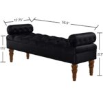 24KF Black End of Bed Bench,Large Size Velvet Bench for Bedroom,Upholstered Window Bench with Button-Tufted,Entryway Bench,Storage Bench for Living Room-5061-Black