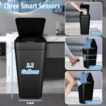 jinligogo Bathroom Small Trash Can with Lid, 2.2 Gallon Touchless Automatic Garbage Can Slim Waterproof Motion Sensor Smart Trash Bin for Bedroom, Office, Living Room-Black