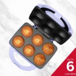 Holstein Housewares Non-Stick Cupcake Maker, Lavender/Stainless Steel – Makes 6 Cupcakes, Muffins, Cinnamon Buns, and more for Birthdays, Holidays, Bake Sales or Special Occasions