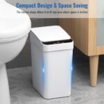 LMQML Bathroom Trash Can, 4 Gallon Automatic Motion Sensor Touchless Garbage Can; with Extra Trash Container, Waterproof Trash Bin with Lid, Smart Electric Trash Can for Kitchen, Office, Bedroom-White