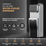 ICEPURE 5-in-1 Bottom Loading Water Cooler Dispenser with Bullet Ice Maker and Built-in Crushed/Chewable Ice Machine, Hot Cold Water, 35lbs/24H Ice, 5 Gallon Bottle, Child Safety Lock Stainless Steel