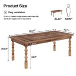 LITTLE TREE Farmhouse Dining Table for 4 to 6, 62 Inch Rectangular Wood Kitchen Table with Heavy Duty Wooden Legs, Industrial Dinner Table for Dining Room, Living Room