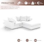 Intuition Decor Modular Sectional Cloud Sofa Couch, L Shape 2 Seaters with Chaise Modern Down Filled Sofas Detachable Couch Cushion Covers Couches for Living Room Office Apartment,White