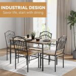 Knowfunn Retro Dining Table Set for 4, 5 Piece Industrial Dining Table & Chairs, Wood Table Chairs Set for Small Space, Breakfast Nook (Rustic Brown)