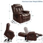 ASHOMELI Infinite Position Dual Motor Large Power Lift Recliner Chair with Massage and Heating,Real Leather,2 Side Pockets, USB and Type-c Ports (Brown)