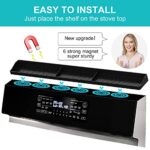 Tenlary Stove Top Shelf 30 Inch – Silicone Strong Magnetic Heat Insulated Shelf – 3 Functional Partitions Kitchen Spice Rack Organizer, Oven Shelf Non-Slip Kitchen Gadgets for Flat Top Stove