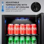 Ivation 62 Can Beverage Refrigerator, Freestanding Ultra Cool Mini Fridge, Beer, Cocktails, Soda, Juice Cooler for Home & Office, Reversible Glass Door & Adjustable Shelving – Stainless Steel