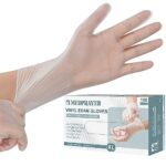 MEDPRAYER Vinyl Exam Gloves – Disposable Latex & Powder Free Gloves for Cleaning, Hand Protection and Food Safe Use – 4 Mil, Large, 100 Count