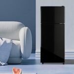 EUASOO 3.5Cu.Ft Compact Refrigerator, Small Refrigerator with freezer, Retro Fridge with Dual Door, 7 Level Adjustable Thermostat for Garage, Dorm,Bedroom, Office, Apartment-Black