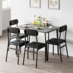 Dining Table Set for 4, Kitchen Table and Chairs for 4, 5 Piece Dining Room Table Set,Modern Dinner Table Set for 4, Rectangular 4 Seater Dinette Set Furniture for Small Space, Apartment,Home Office