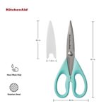 KitchenAid All Purpose Kitchen Shears with Protective Sheath for Everyday use, Dishwasher Safe Stainless Steel Scissors with Comfort Grip, 8.72-Inch, Aqua Sky