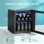 EUHOMY 55 Can Beverage Refrigerator cooler-Mini Fridge Glass Door for Beer Drinks Wines, Freestanding Beverage Fridge with Adjustable Shelves Blue LED for Home/Office/Dorm/Bar (1.3cu.ft)