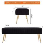 Furnimart 44 Inch Bedroom Ottoman Bench, Black Upholstered End of Bed Bench with Gold Legs for Living Room Bedroom Dinning Room Entryway, Black