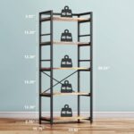 Denkee 5-Tier Bakers Rack for Kitchen with Storage, Industrial Microwave Stand Oven Shelf, Free Standing Kitchen Storage Shelf Rack (23.62 L x 15.75 W x 60.24 H, Rustic Brown)
