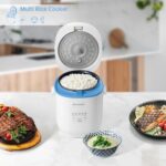 Blue Mini Rice Cooker Small 1 Cup-2 Cup Non-Stick Coated Insert Food Steamer Kitchen Appliances Includes Vegetable Steamer