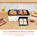 Newest 4 in 1 Breakfast Maker Station With Grill, Toast Drawer and Frying Basket, Removable Nonstick Plates, Independent Dual Temperature Control, Essential for Breakfast Burgers Eggs, Off white