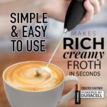 Zulay Kitchen Duracell Powered Milk Frother Wand Drink Mixer – Durable, Proprietary Z Motor Max – Handheld Frother Electric Whisk, Milk Foamer, Mini Blender and Electric Mixer Coffee Frother – Black