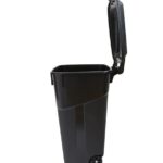 DAMEINV 32 Gallon Wheeled Heavy Duty Plastic Garbage Can, Attached Lid, Black