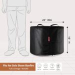 Fire Pit Cover for Solo Stove Bonfire Outdoor Smokeless Firepit-Small Round Waterproof 600D Polyester Shelter,Air Vents,Anti-UV&Tear Resistant-Fits for 16-22inch Gas Fire Pits/Table(22″D x 16″H,Black)