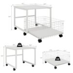 PUNCIA Mobile Mini Fridge Stand with Large Capacity Storage Portable Refrigerator Table with 4 Lockable Wheels Appliance Platform Table with Drawer Basket Rolling Fridge Cart for Home