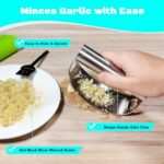 Garlic Press Rocker Set Bottle Opener Heavy Duty Stainless Steel Garlic Mincer Crusher Professional Kitchen Gadgets Garlic Chopper Silicone Peeler And Cleaning Brush