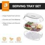 Newbro Chilled Veggie Tray with Lid, Shrimp Cocktail Serving Dishes for Entertaining, Ice Serving Platters and Trays Cold Travel Cookout Tailgate Essentials, Appetizer Fruit Snack Tray for Party Clear