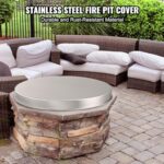 VEVOR Fire Pit Cover Lid, Compatible with The Solo Stove Bonfire 27″ Portable Firepit Spark Screen,Stainless Steel Metal Cover, Wood Burning and Camping Stove Accessory, for Outdoor Patio Backyard
