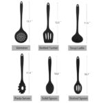 TeamFar Cooking Utensils, Silicone Kitchen Utensils Set of 6, Includes Ladle Spoon Slotted Turner for Non-stick Cookware, Non-Toxic & One-Piece, Anti-Heat & Non-Scratch, Dishwasher Safe, Black