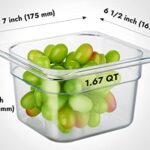 CURTA 6 Pack NSF Food Pans, 1/6 Size 4 Inch Deep Commercial Food Storage Containers, Polycarbonate, Clear