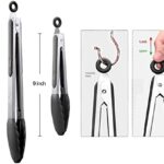 HOTEC Premium Stainless Steel Locking Kitchen Tongs with Silicon Tips, Set of 2-9″ and 12″