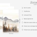 Neutral Mountain Wall Art Decor Set of 3 Forest Canvas Wall Art Poster Landscape Wall Art Artwork Modern Pictures Abstract Painting Watercolor Prints for Living Room Bedroom 16×24 Inch Unframed