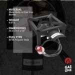 GasOne High Pressure Single Propane Burner – Outdoor Cooking with Heat Shield and Guard, Steel Braided Hose – Propane Burner Head for Camping, Tailgating, Home Brewing – Patent Pending