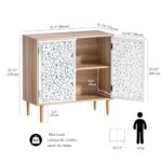 Anmytek Accent Cabinet with 2 Doors, Carved Cabinet Decorative Sideboard Storage Cabinet with Adjustable Shelf, Free-Standing Wood Kitchen Cabinet for Dining Room Living Room Entryway Hallway, H0115