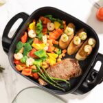 Samoris Non-stick Electric Skillet with Glass Vented Lid, 17inch x 12inch(5 Quart) Frying Pan,Adjustable Temperature, Cool Touch Handles, Quick Even Heating,Scratch Resistant,1500W, Black