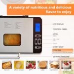 EUHOMY Bread Maker Machine 13 Program 2LB Bread Maker, Bread Machine with 3 Loaf Sizes and 3 Crust Colors, Breadmaker with Fruit & Nut Dispenser,Ideal for Family Gifts, Gluten Free