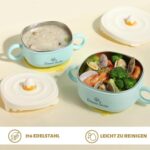 Suction Bowls for Baby-Stainless Steel Bowls,316 Stainless Steel + PP Material,with Silicone Mat and (Fork*1+Spoon*1),Applicable Temperature: -20°C-100°C,Children’s Non-toxic Baby Food Bowl