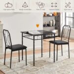 VECELO 3-Piece Dining Set,Industrial Counter Height Table and 2 Chairs, for Dining Room, Apartment