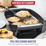 Blue Diamond 7QT 5-in-1 Extra Large Electric Skillet, Healthy Ceramic Nonstick Interior, Non-Toxic PFAS-Free, Temperature Control, Family Friendly, Stay Cool Handles, Easy Clean, Graphite