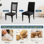 Chair Covers for Dining Chairs, Stretch Dining Room Chair Covers Set of 6, Washable Removable Chair Covers Slipcover for Home Kitchen Hotel Ceremony, Black