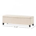 Ball & Cast 51.25″ Upholstered Entryway Storage Bench Ottoman, Comfy Padded End of Bed Benches, Modern Bedroom Foot Stool with Spacious-Storage&Safety Hinge&Wood Legs,Space Saving, Beige