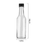 Encheng 5oz Clear Woozy Bottles with Shrink Capsules,Small Wine Bottles With Shirnk Bands Glass Hot Sauce Bottles,Empty Small Beverage/Canning Bottles With Black Caps Case of 35