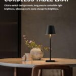 KDG 2 Pack Cordless Table Lamp,Portable LED Desk Lamp, 5000mAh Battery Operated, 3 Color Stepless Dimming Up, for Restaurant/Bedroom/Bars/Outdoor Party/Camping/Coffee Shop Night Light(Black)