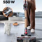Cordless Vacuum Cleaner, 550W 45KPA 60 Mins Runtime Self-Standing Vacuum Cleaners for Home, Stick Vacuum with Charging Dock Station Removable Battery, Handheld Vacuum for Pet Hair/Carpet/Floor