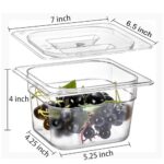 Bekith 6 Pack 1/6 Size Clear Polycarbonate Food Pans with Lids for Kitchen Restaurant Food Prep, 4 Inches Deep