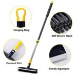 Yocada Floor Scrub Brush Telescopic Handle 2 in 1 Scrape Brush Stiff Bristle Shower Scrubber for Cleaning Patio Bathroom Garage Kitchen Wall Deck Tub Tile 55.9 inch Tall