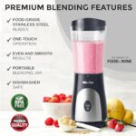 Mueller Heavy-Duty Smootie Blender, Personal Blender for Shakes and Smoothies with a 15 Oz Travel Cup and Lid, Juices, Baby Food, Portable Blender & Food Processor, Light Grey