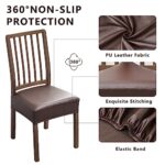 NILUOH Waterproof Seat Covers for Dining Room Chairs Set of 6, Pu Leather Chair Seat Slipcovers Dining Chair Cover Removable Washable Chair Protctor Cover, Rear Covers (PU-Coffee)