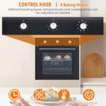 Single Wall Oven, 24″ Electric Built-In Oven, 2.5 Cu.Ft Wall Oven With Mechanical Knobs, 3000W 240V, 8 Cooking Functions for Kitchen