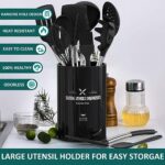 Silicone Cooking Utensil Set, Umite Chef 15pcs Silicone Cooking Kitchen Utensils Set, Non-stick – Best Kitchen Cookware with Stainless Steel Handle – Black